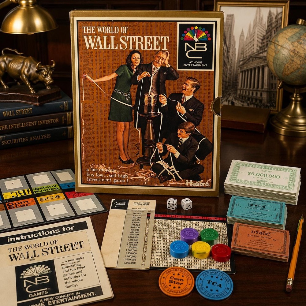 Vintage 1969 World of Wall Street Game Hasbro NBC Stock Market Bookshelf Game